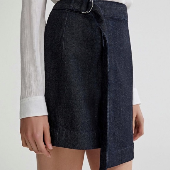 AG Denim Wrap Mini Skirt with Adjustable Tie Belt - Picture 7 of 8